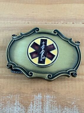 VTG Raintree Paramedic Belt Buckle Belt Buckle, 1978, Antique Brass Finish
